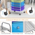 Rolling Storage Cart Organizer with 10 Compartments and 4 Universal Casters - Gallery View 65 of 66